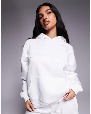 Kaiia Sweat à capuche d'ensemble oversize en coton mélangé avec logo gaufré - Blanc