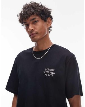 Wrangler Embroidered Chest Slogan T-Shirt - Blue