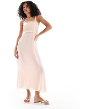 Miss Selfridge Lace Insert Cami Maxi Dress - Pink