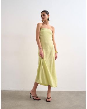 TOPSHOP Cowl Back Bandeau Midi Dress - Metallic