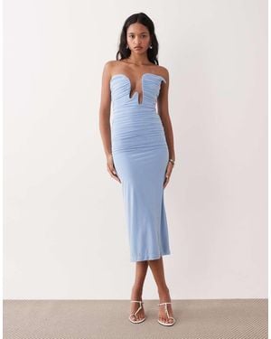 Bardot Julane Bandeau Mesh Midi Dress - Blue