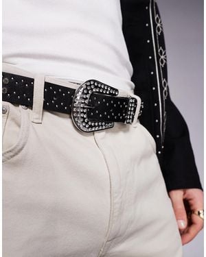 ASOS Western Cowboy Crystal Studded Belt - Black