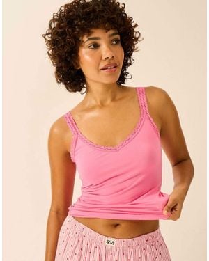 Stripe & Stare Lace Cami - Pink