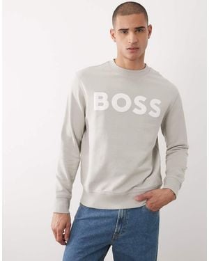 BOSS Sudadera Gris Claro Holgada Con Logo Estampado De Hugo Boss