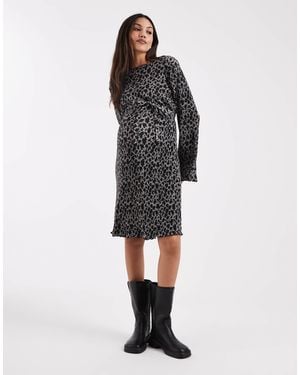Mama.licious Mamalicious Maternity Plisse Belted Mini Dress - Black