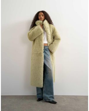 TOPSHOP Abrigo De Cuello Alzado De Piel Sintética Con Largo Desmontable En-Sin Color - Verde