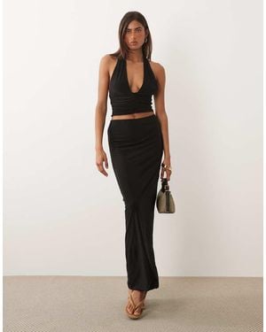 Missy Empire Double Sculpted Slinky Maxi Skirt Co-Ord - Natural
