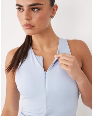 4505 Active Cropped 1/4 Zip Tank With Inner Bra And Removable Padding - Blue