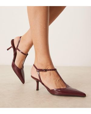 Glamorous Slingback Pointed Heeled Shoes - Brown