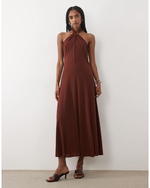 Mango – neckholder-maxikleid - Braun