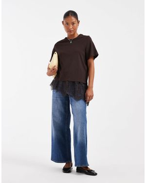 Vero Moda Sandie Mid Rise Wide Leg Stretch Jeans - Blue