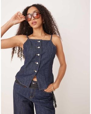 Mango Denim Look Cami Waistcoat Co-Ord - Blue