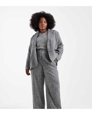 Renee Studio Plus Exclusive Brushed Wool Look Tailored High Rise Wide Leg Trousers - Grey