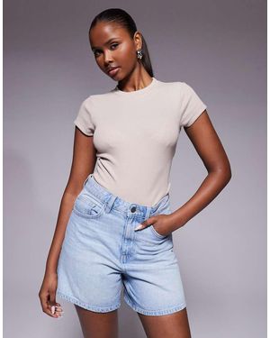 River Island Short Sleeved Ribbed Top - Blue