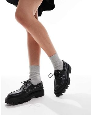 schuh Leora Chunky Boat Shoes - Black