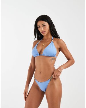 Wolf & Whistle Textured Triangle Bikini Top - Blue