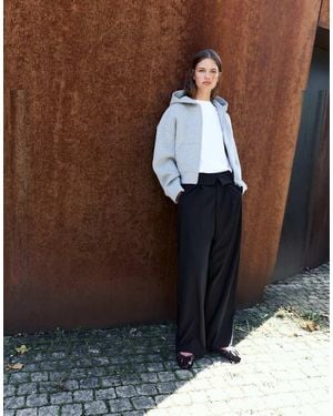 Pull&Bear Wide-Leg Trousers With A Rolled Waist - Black