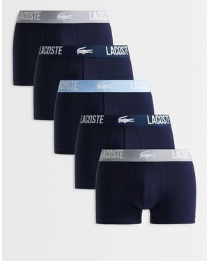 Lacoste 5 Pack Multi Waistband Trunks - Blue