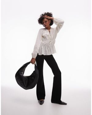 TOPSHOP Spot Jacquard Cropped Shirt - White