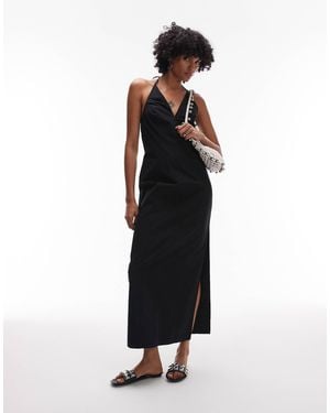 TOPSHOP Chuck On Halter Neck Midi Dress - Black
