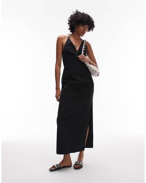 TOPSHOP Robe mi-longue à enfiler et dos nu - Noir