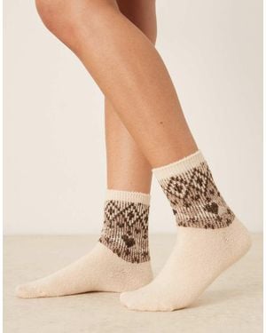 Accessorize Behaaglijke Fairisle Sokken - Naturel
