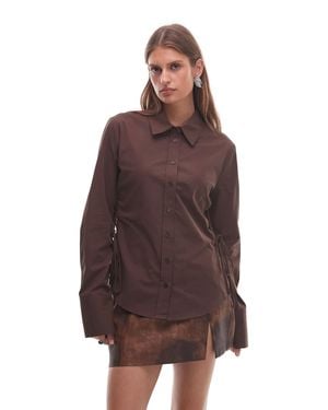 Nia Alara Tie Detail Shirt - Brown