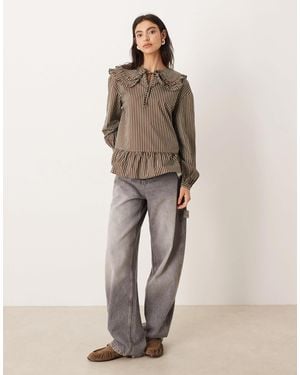 Glamorous Double Dramatic Collar Blouse - Natural