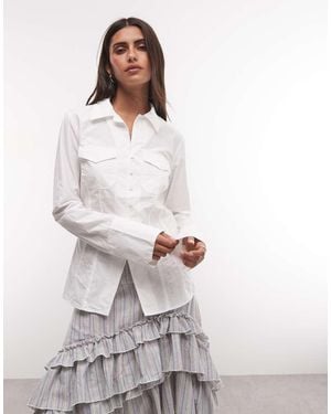 Weekday Camicia Slim Fit Con Dettaglio Cuciture Bianca - Bianco