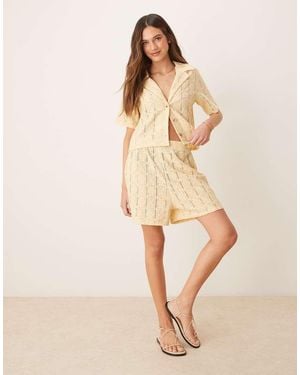 ASOS Semi Sheer Crochet Boxy Fit Shorts - Natural