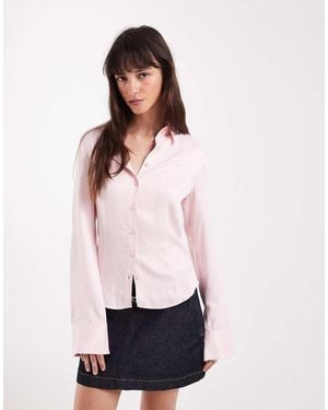 ASOS Satin 90's Shrunken Fitted Shirt - Pink