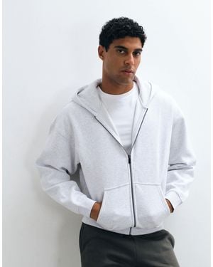 Only & Sons Oversized Zip Through Hoodie - White