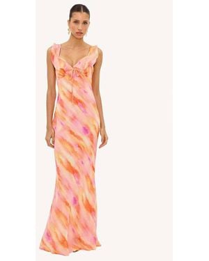 Loavies Wildflower Haze Coral-Colored Maxi Dress With Colour Gradient - Pink