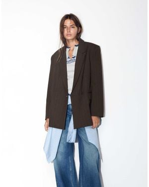 Pull&Bear Blazer croisé à rayures - Bleu