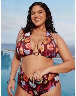 ASOS Asos Design Curve Celeste Ring Detail Bikini Top - Multicolor