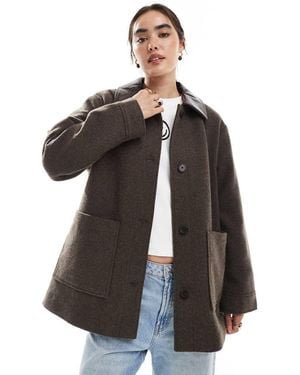 ASOS Leather Look Collar Formal Jacket With Quilt Lining - Black