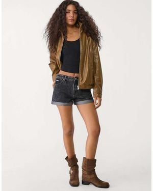 Stradivarius D83 Mom Shorts - Grey