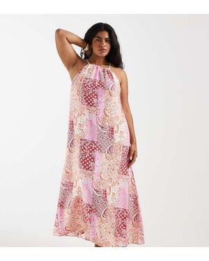 Vero Moda High Neck Trapeze Midi Dress - Pink