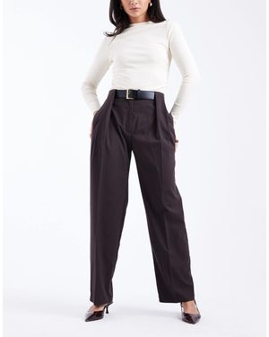 ASOS Tailored High Waist Belted Straight Leg Pants - Blue