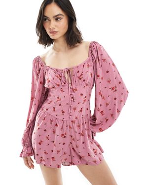 Miss Selfridge Long Sleeve Playsuit - Pink