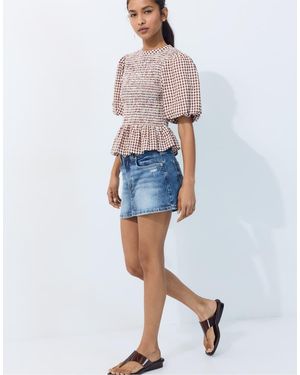 Stradivarius Blouse Met Korte Mouwen En Peplum - Wit