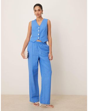 Y.A.S Linen Touch Wide Leg Trouser Co-ord - Blue