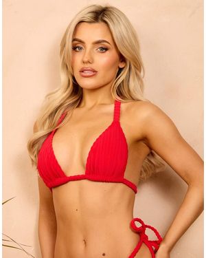 Wolf & Whistle X Isabella Whittingham Textu Triangle Bikini Top - Red