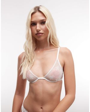 Weekday Underwire Lace Plunge Bra - Pink