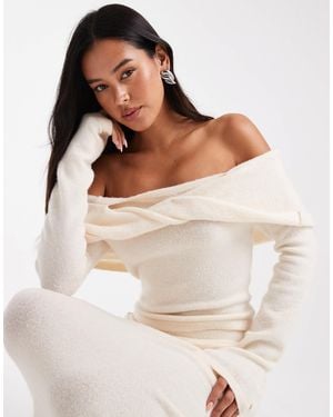 4th & Reckless Knit Twist Detail Off Shoulder Sweater - Natural