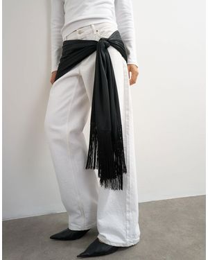 TOPSHOP Satin-schal mit fransen - Schwarz