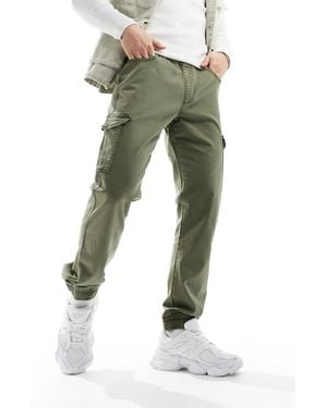 Don't Think Twice Dtt Slim Fit Garment Dyed Cuffed Cargo Trousers - Green