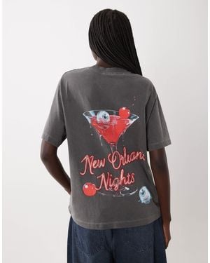 ASOS Kurzärmliges oversize-oberteil mit new orleans nights martini-glas-print - Rot