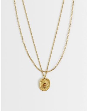 ASOS Waterproof Stainless Steel 2 Pack Ball Chain Oval Sun Pendant Necklace - White