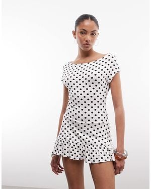 Collusion One Shoulder Drop Waist Mini Dress - White
